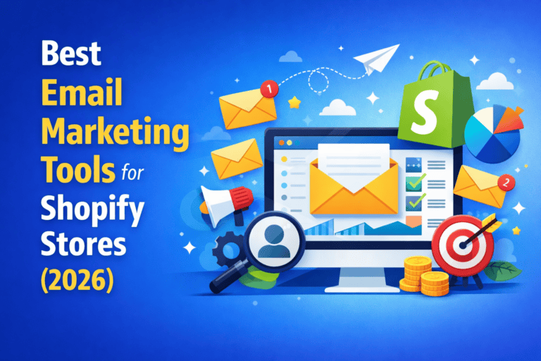 Colorful graphic of email marketing tools
