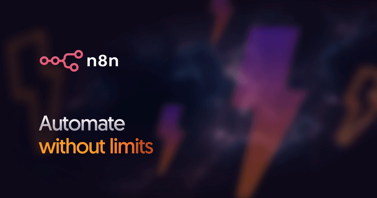 Official n8n marketing graphic that says automate without limits